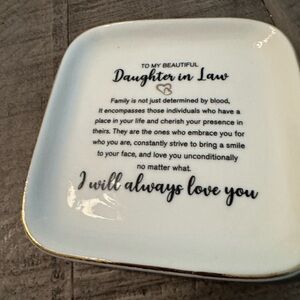 White jewelry dish for a daughter-in-law.